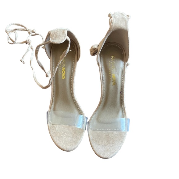 Ankle wrapped clear heel wedge- size 6 - Picture 5 of 6